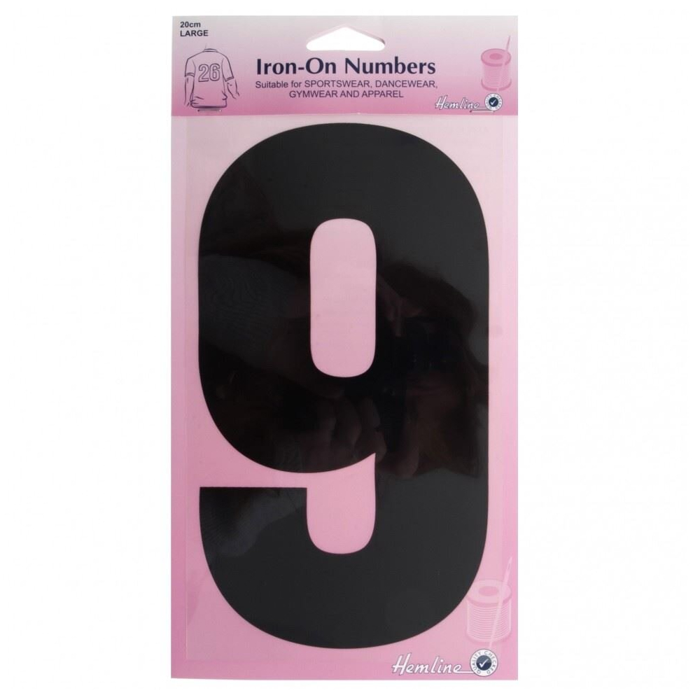 Hemline Black Number Patch Motif Number - Each Size 9