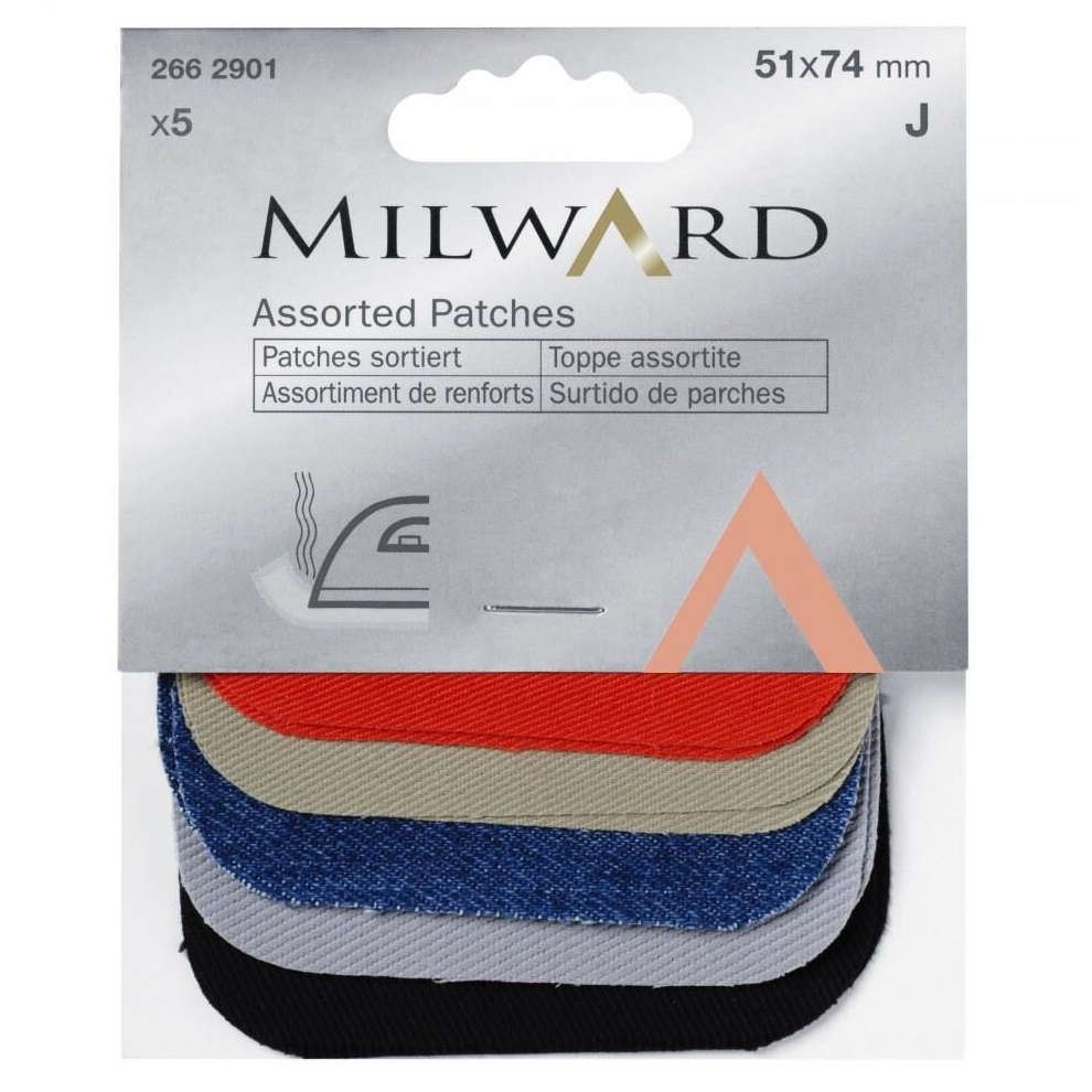 Milward Iron On Cotton Patches  Assorted Colours - per pack of 5