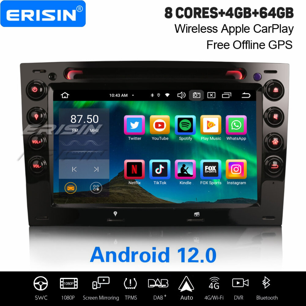 Octa-Core Android 12 Car Stereo For Renault Megane Ii Dab+ Satnav Carplay Android Auto Dsp Bluetooth 5.0 Wifi 4Gb+64Gb 737655236774