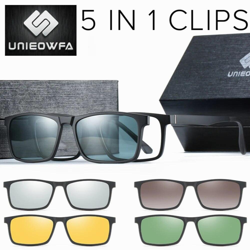 Multicoloured 5 Magnet Clip On Glasses Frame Men Prescription Optical Eyeglasses Frame Women Myopia Polarized Magnet Clip On Sunglasses Uv400