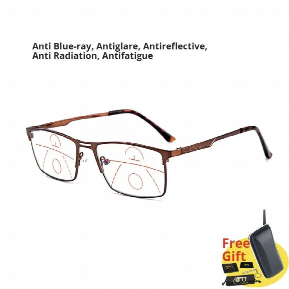 Multicoloured Men Progressive Reading Glasses Multifocal Womens Light Blocking Computer Glasses Sport Square Frame Eyewear Anti Glare Uv