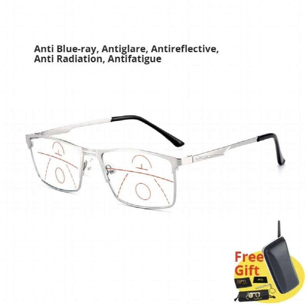Multicoloured Men Progressive Reading Glasses Multifocal Womens Light Blocking Computer Glasses Sport Square Frame Eyewear Anti Glare Uv