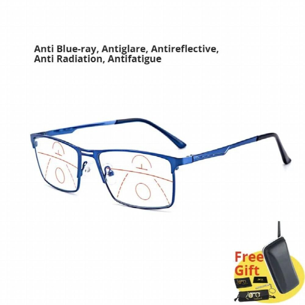 Multicoloured Men Progressive Reading Glasses Multifocal Womens Light Blocking Computer Glasses Sport Square Frame Eyewear Anti Glare Uv