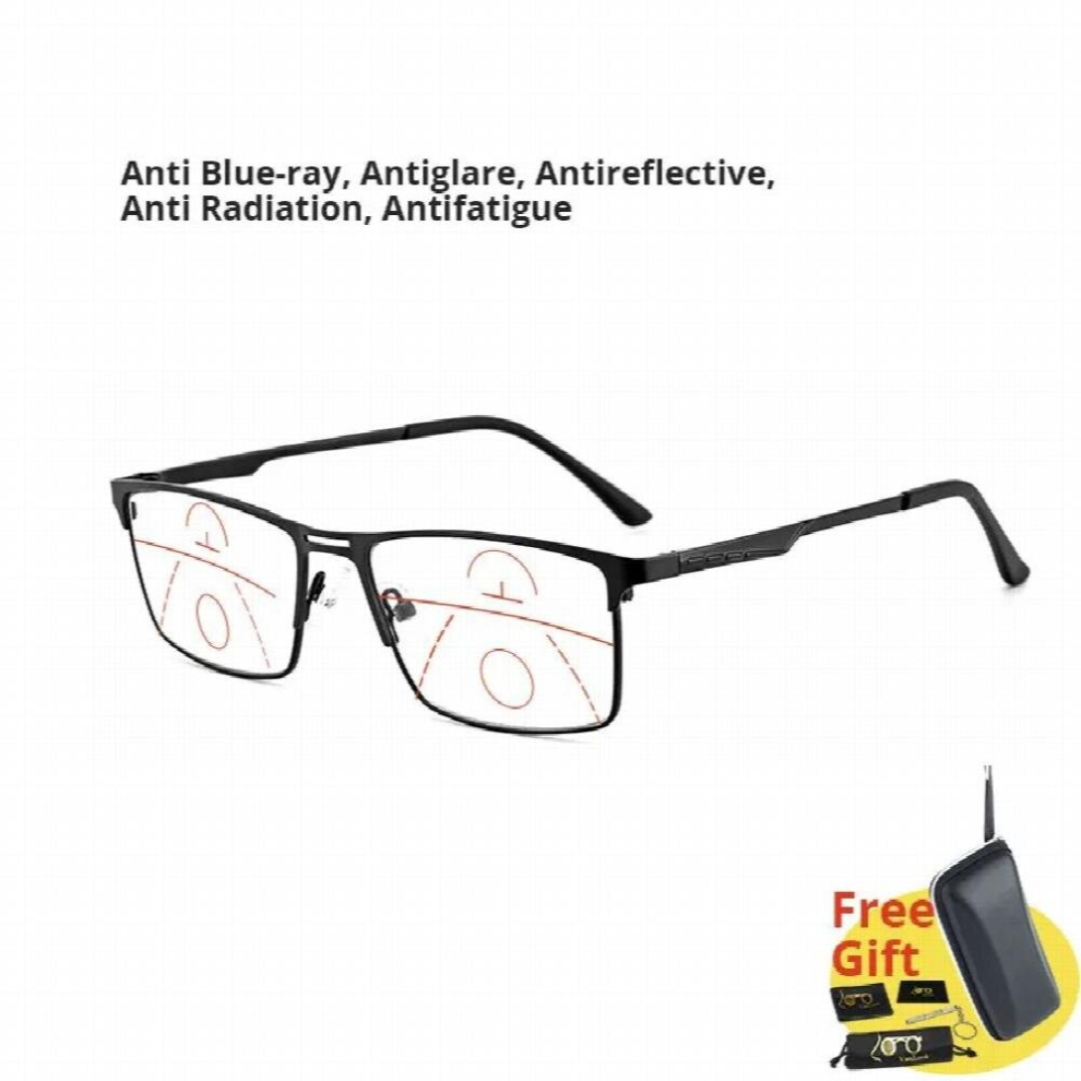 Multicoloured Men Progressive Reading Glasses Multifocal Womens Light Blocking Computer Glasses Sport Square Frame Eyewear Anti Glare Uv
