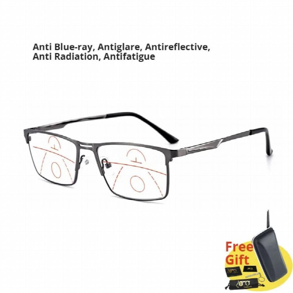 Multicoloured Men Progressive Reading Glasses Multifocal Womens Light Blocking Computer Glasses Sport Square Frame Eyewear Anti Glare Uv