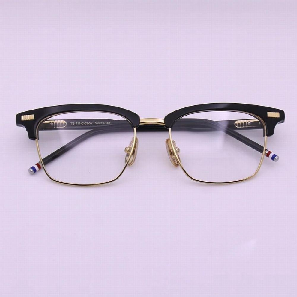 Multicoloured Alloy Glasses Frame For Men Women Square Semi Rimless Eyeglasses Optical Prescription Eyewear Tb711 Spectacles