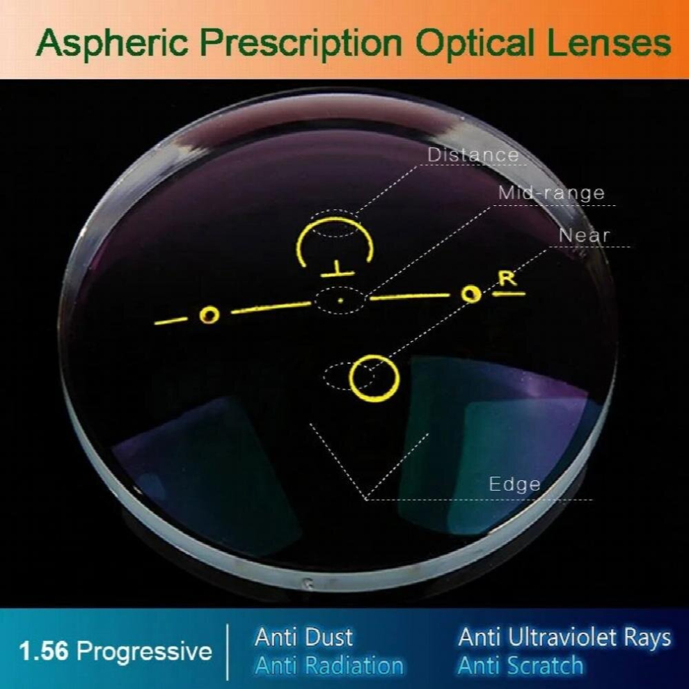 Multicoloured 1.56 Index Digital Free-Form Progressive Aspheric Optical Eyeglasses Prescription Lenses Ar-Coating Uv400 Men And Women