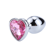 (Pink, S-2.8CM) Anal Plug 3 Sizes Stainless Steel Crystal Anal Plug Removable Butt Plug Stimulator Anal Sex Toys