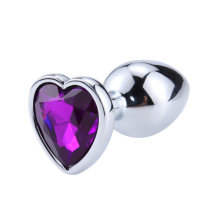 (Purple, M-3.4CM) Anal Plug 3 Sizes Stainless Steel Crystal Anal Plug Removable Butt Plug Stimulator Anal Sex Toys