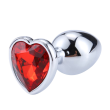 (Red, L-4CM) Anal Plug 3 Sizes Stainless Steel Crystal Anal Plug Removable Butt Plug Stimulator Anal Sex Toys