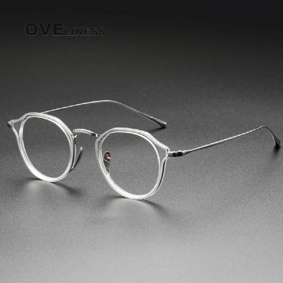 Multicoloured Acetate Titanium Glasses Frame Men Vintage Oversize Pilot Optical Prescription Myopia Eyeglasses Women Spectacles Eyewear