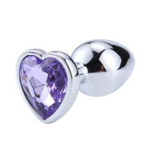 (Light purple, L-4CM) Anal Plug 3 Sizes Stainless Steel Crystal Anal Plug Removable Butt Plug Stimulator Anal Sex Toys