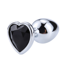 (Black, M-3.4CM) Anal Plug 3 Sizes Stainless Steel Crystal Anal Plug Removable Butt Plug Stimulator Anal Sex Toys