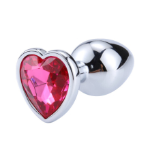 (Rose red, M-3.4CM) Anal Plug 3 Sizes Stainless Steel Crystal Anal Plug Removable Butt Plug Stimulator Anal Sex Toys