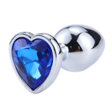 (Blue, M-3.4CM) Anal Plug 3 Sizes Stainless Steel Crystal Anal Plug Removable Butt Plug Stimulator Anal Sex Toys