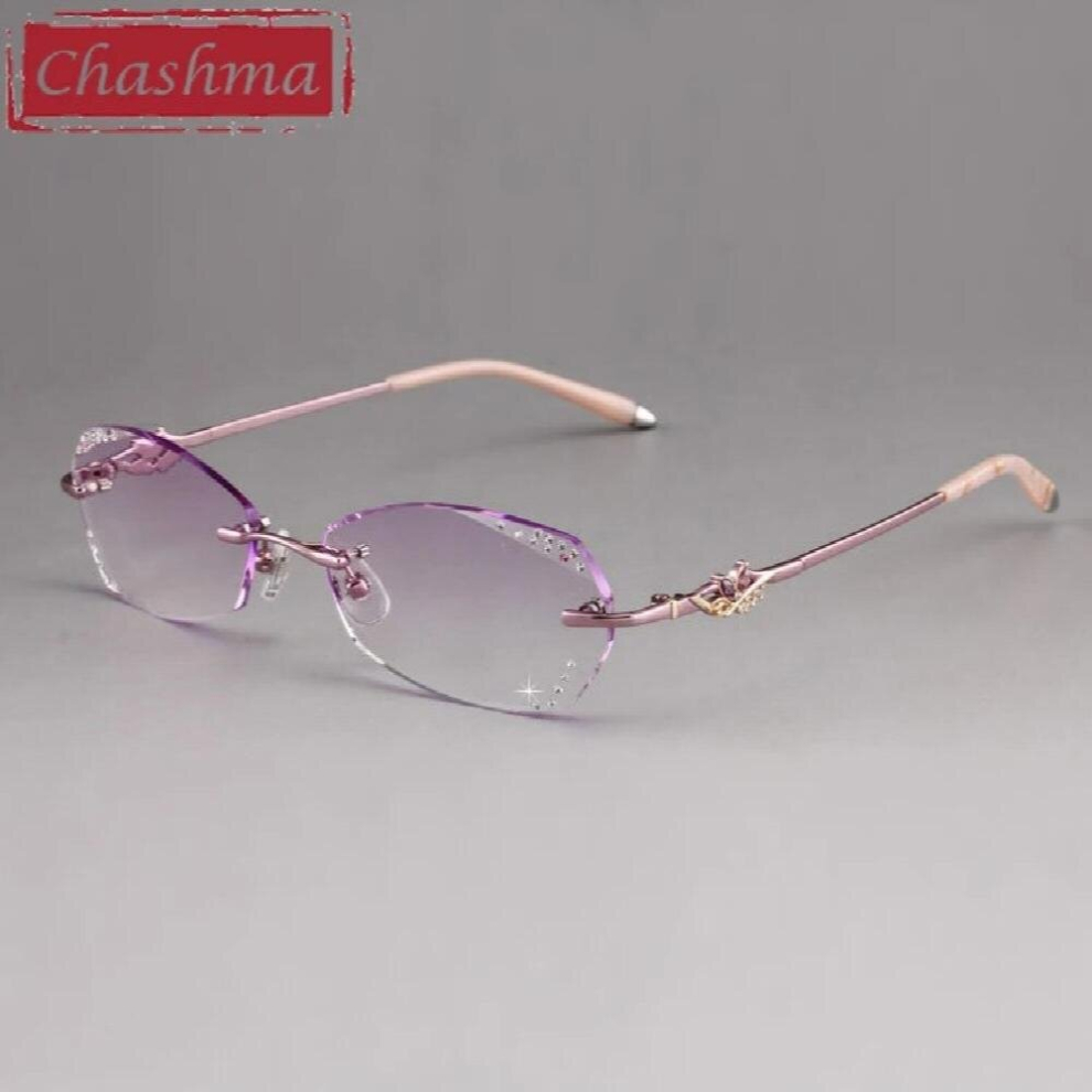 Multicoloured Eyeglasses Diamond Lady Rimless Alloy Glasses Frame Transparent Stone Lenses Female Prescription Spectacles