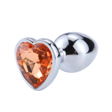 (Orange, M-3.4CM) Anal Plug 3 Sizes Stainless Steel Crystal Anal Plug Removable Butt Plug Stimulator Anal Sex Toys