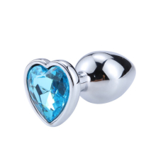 (Light blue, M-3.4CM) Anal Plug 3 Sizes Stainless Steel Crystal Anal Plug Removable Butt Plug Stimulator Anal Sex Toys