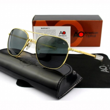 Lunettes de Soleil Pilote Homme Top AO 55mm – Verre Optique Militaire QF555, Armée Américaine