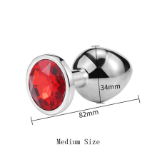 (Red-M) Metal Anal Toys Vibrator Women Adult Sex Butt Plug Stainles Steel Anal Plug