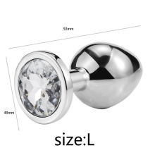 (White-L) Metal Anal Toys Vibrator Women Adult Sex Butt Plug Stainles Steel Anal Plug