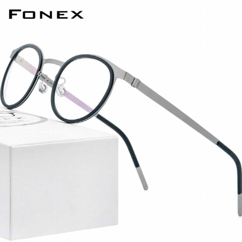 Multicoloured Acetate Alloy Glasses Frame Men Women Vintage Round Myopia Optical Frames Prescription Eyeglasses Screwless Eyewear 98625