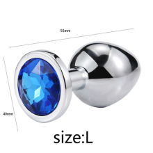 (Blue-L) Metal Anal Toys Vibrator Women Adult Sex Butt Plug Stainles Steel Anal Plug