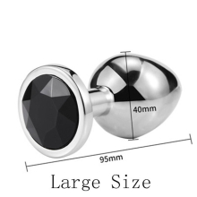 (Black-L) Metal Anal Toys Vibrator Women Adult Sex Butt Plug Stainles Steel Anal Plug