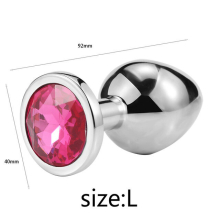 (Rose Red-L) Metal Anal Toys Vibrator Women Adult Sex Butt Plug Stainles Steel Anal Plug