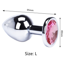 (Pink-L) Metal Anal Toys Vibrator Women Adult Sex Butt Plug Stainles Steel Anal Plug