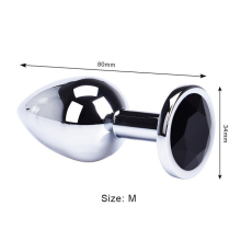 (Black-M) Metal Anal Toys Vibrator Women Adult Sex Butt Plug Stainles Steel Anal Plug