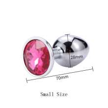 (Rose red-S) Metal Anal Toys Vibrator Women Adult Sex Butt Plug Stainles Steel Anal Plug