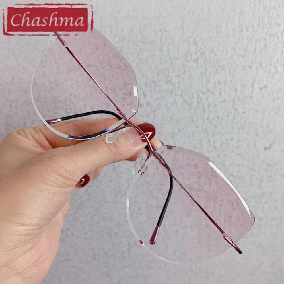 Frameless Eyeglasses 2 g Women Optical Frames Cat Eye Prescription Glasses Spectacles Gradient Tint Lenses