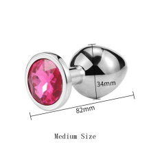 (Rose Red-M) Metal Anal Toys Vibrator Women Adult Sex Butt Plug Stainles Steel Anal Plug