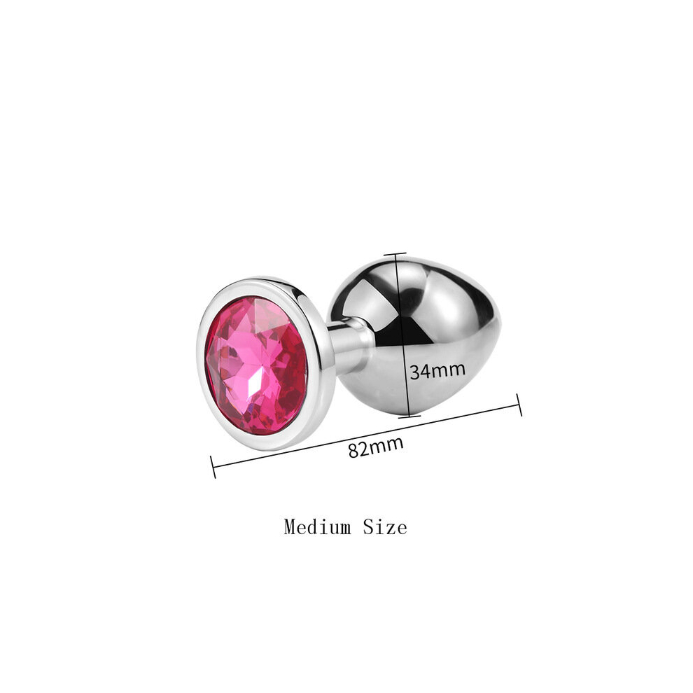 (Rose Red-M) Metal Anal Toys Vibrator Women Adult Sex Butt Plug Stainles Steel Anal Plug