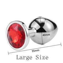 (Red-L) Metal Anal Toys Vibrator Women Adult Sex Butt Plug Stainles Steel Anal Plug