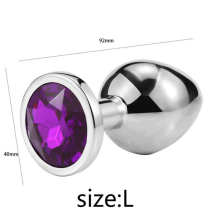 (Purple-L) Metal Anal Toys Vibrator Women Adult Sex Butt Plug Stainles Steel Anal Plug