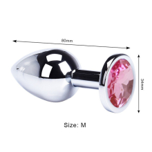 (Pink-M) Metal Anal Toys Vibrator Women Adult Sex Butt Plug Stainles Steel Anal Plug