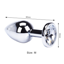 (White-M) Metal Anal Toys Vibrator Women Adult Sex Butt Plug Stainles Steel Anal Plug