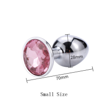 (Pink-S) Metal Anal Toys Vibrator Women Adult Sex Butt Plug Stainles Steel Anal Plug