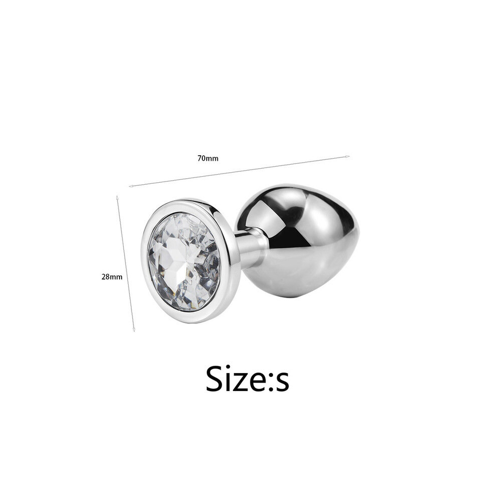 (White-S) Metal Anal Toys Vibrator Women Adult Sex Butt Plug Stainles Steel Anal Plug