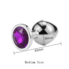 (Purple-M) Metal Anal Toys Vibrator Women Adult Sex Butt Plug Stainles Steel Anal Plug
