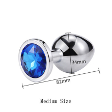 (Blue-M) Metal Anal Toys Vibrator Women Adult Sex Butt Plug Stainles Steel Anal Plug