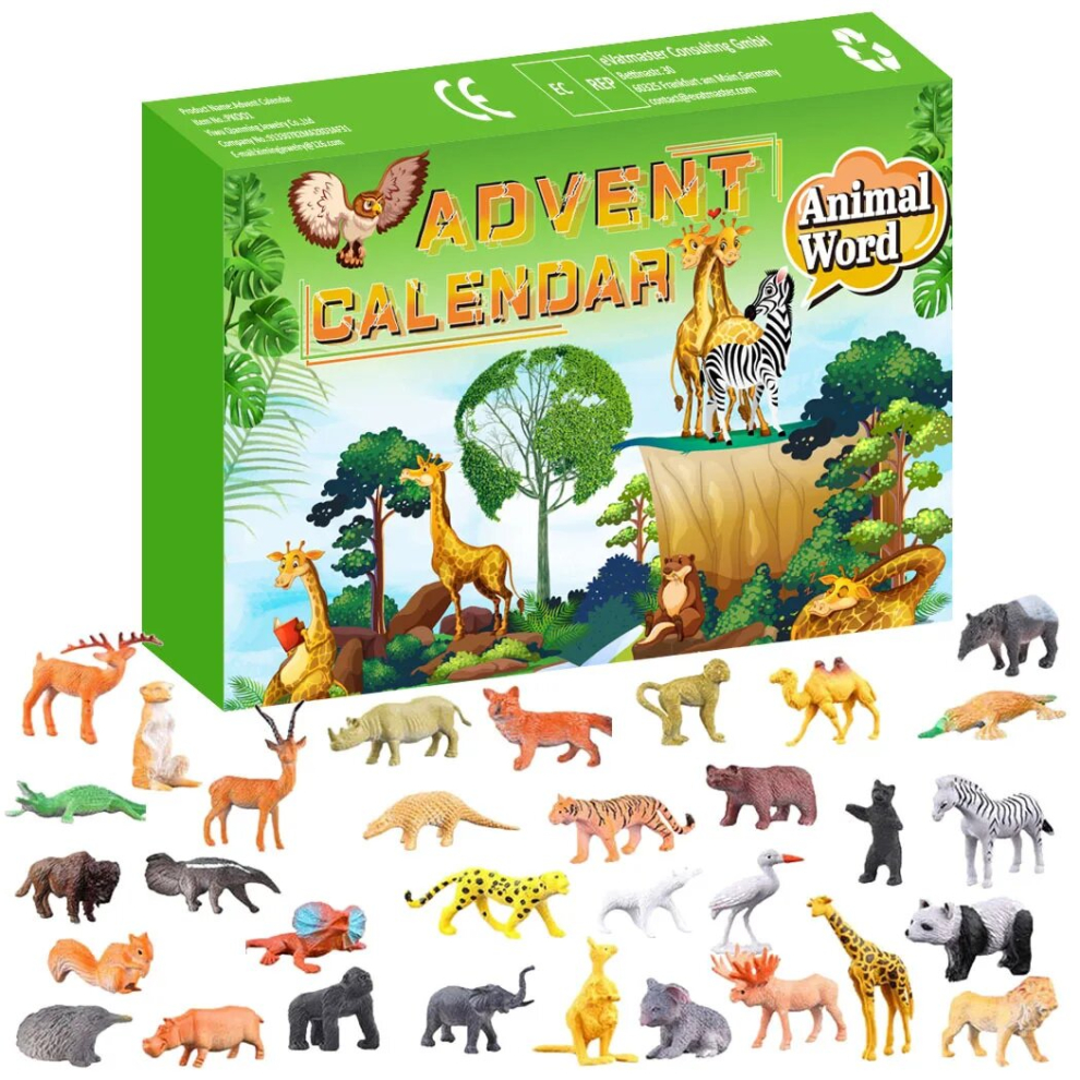 (animal) 24pcs Christmas Advent Calendar Surprise Box Cartoon Doll Gift Box Xmas Countdown Calendars Kids Gifts