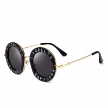 Small Round Sunglasses Women Retro Pink Mirror Lens English Letters Frame Ladies Sun Glasses Shades OM467
