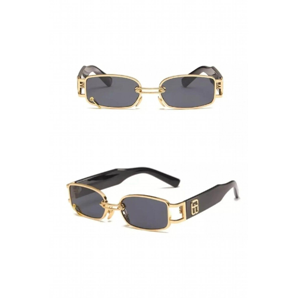 Womens Vintage Pierced Rectangle Sunglasses Uv400 Protection Featured Stylish Accessories Sunglasses Multicoloured