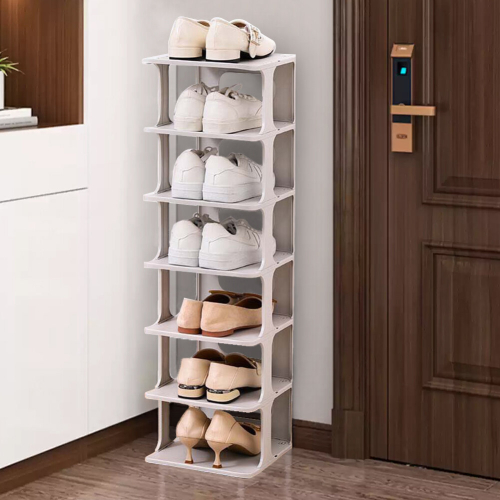 Living And Home 6-Tier Off-White Plastic Shoe Rack 1
