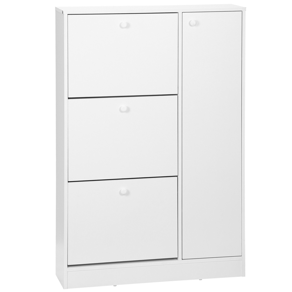 HOMCOM 4 Compartment Shoe Storage Cabinet Shelves Footwear Home Office Hallway