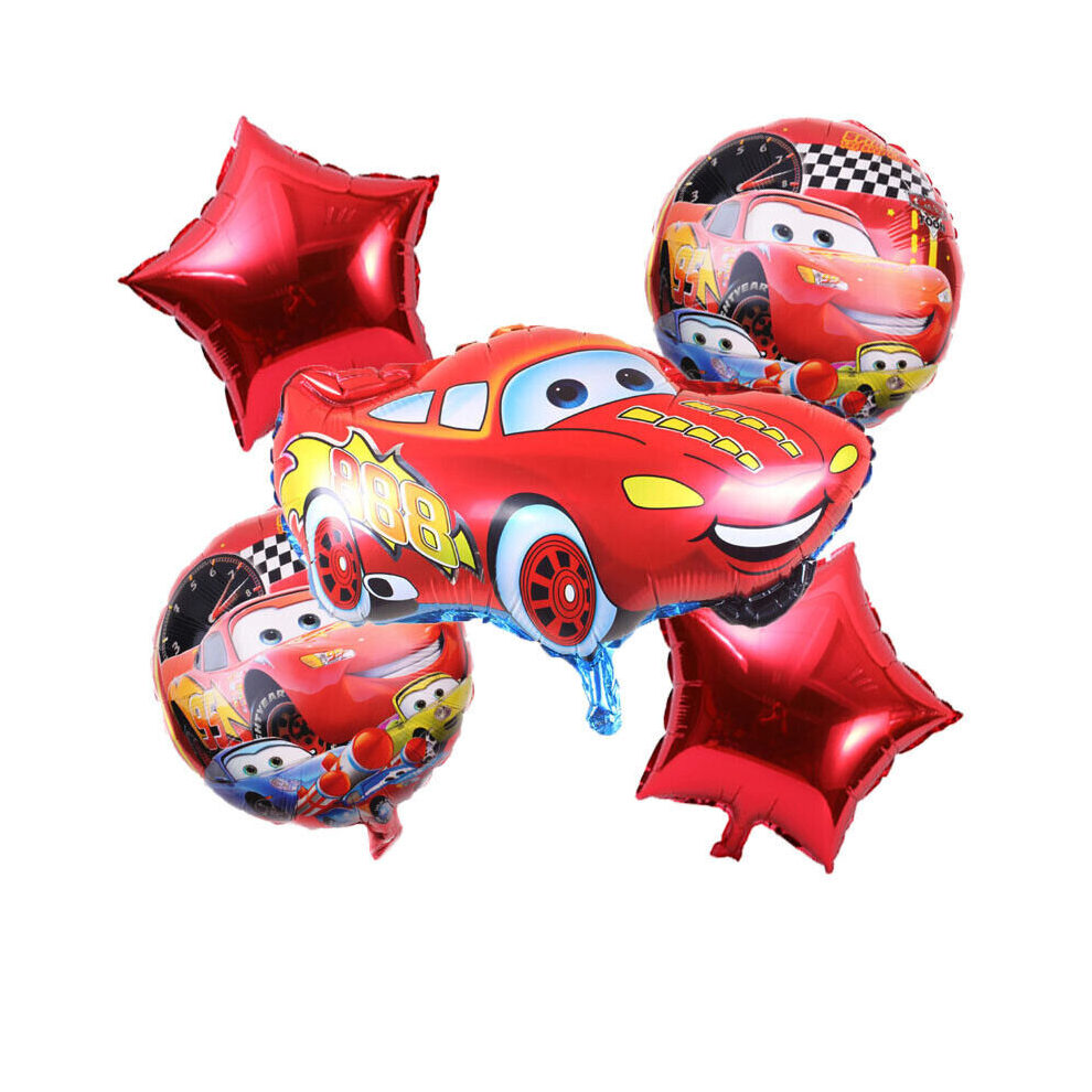 5pcs Cars Lightning McQueen Helium Foil Balloon Set Party Decoration