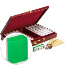 Set di gioco Mahjong cinese classico Yellow Mountain Imports - Smeraldo - con 148 tessere verdi traslucide e custodia in legno